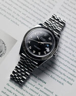 Rolee_x Oyster Perpetual Date Just Diamond Silver-Black-Diamond