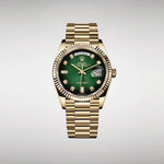 Rolee_x Oyster Perpetual Day Date Diamond Gold-Green 40 Battery