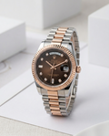 R_OLEX OYSTER PERPETUAL DAY DATE DIMOND 2TON COPPER - BROWN 40 BATTERY