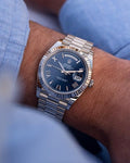 R_OLEX OYSTER PERPETUAL DAY DATE 40 BATTER SILVER - BLUE