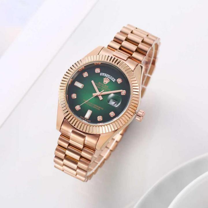 R_OLEX OYSTER PERPETUAL DAY DATE DIMOND 2TON COPPER - GREEN 40 BATTERY