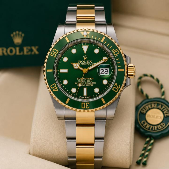 R_LEX OYSTER PERPETUAL AUTOMATIC SUBMARINE 2TON GOLD - GREEN