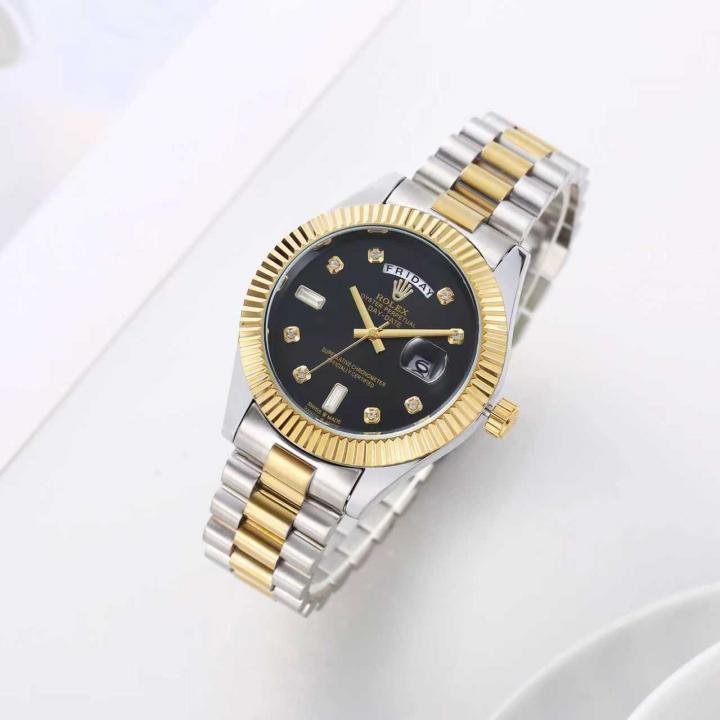 R_OLEX OYSTER PERPETUAL DAY DATE DIMOND 2TON GOLD - BLACK 40 BATTERY