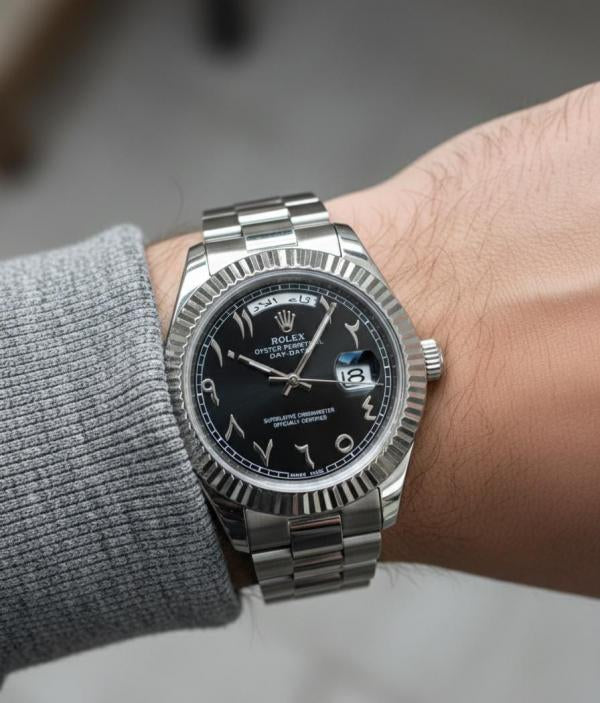R_OLEX OYSTER PERPETUAL DAY DATE ARABIC SILVER - BALCK