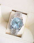 R_OLEX OYSTER PERPETUAL DAY DATE 40 BATTER SILVER - SKYBLUE