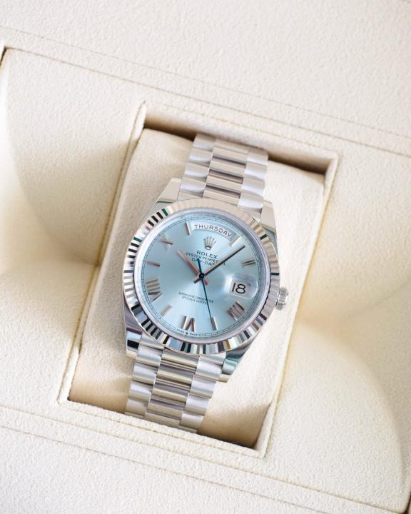 R_OLEX OYSTER PERPETUAL DAY DATE 40 BATTER SILVER - SKYBLUE