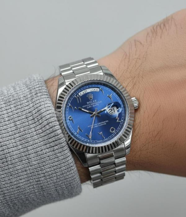 R_OLEX OYSTER PERPETUAL DAY DATE ARABIC SILVER - BLUE