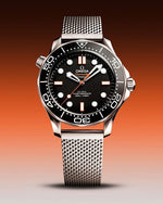 Omegg_a Seamaster Diver 300 Automatic silver Black orange niddle