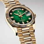 Rolee_x Oyster Perpetual Day Date Diamond Gold-Green 40 Battery