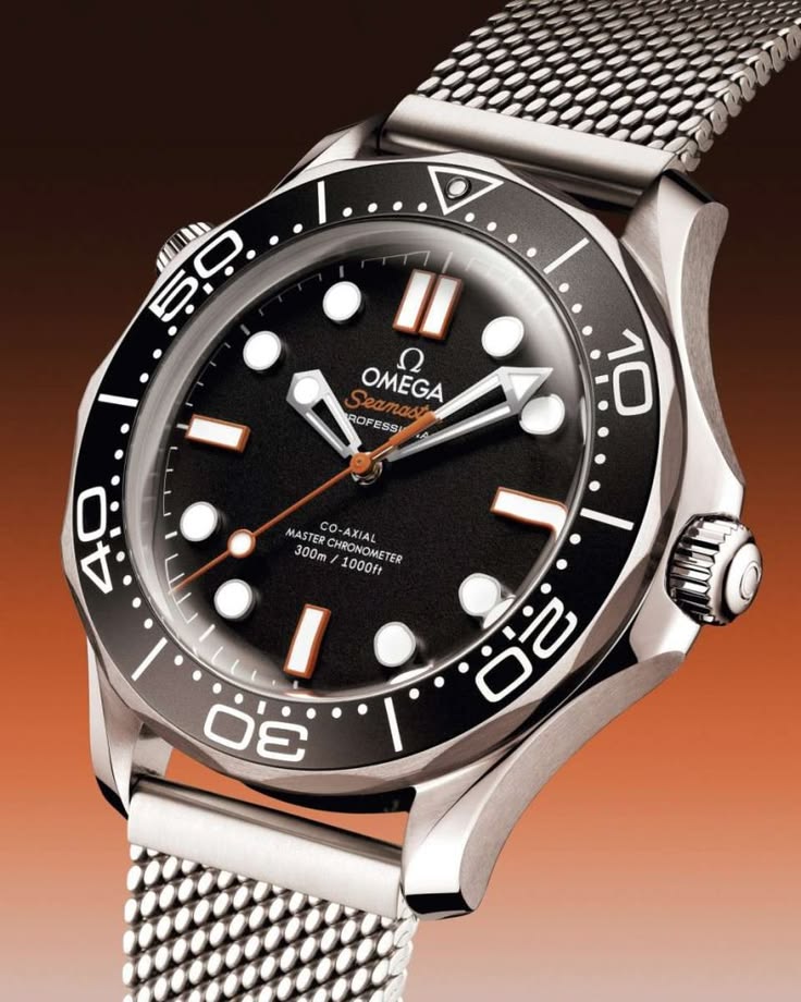 Omegg_a Seamaster Diver 300 Automatic silver Black orange niddle